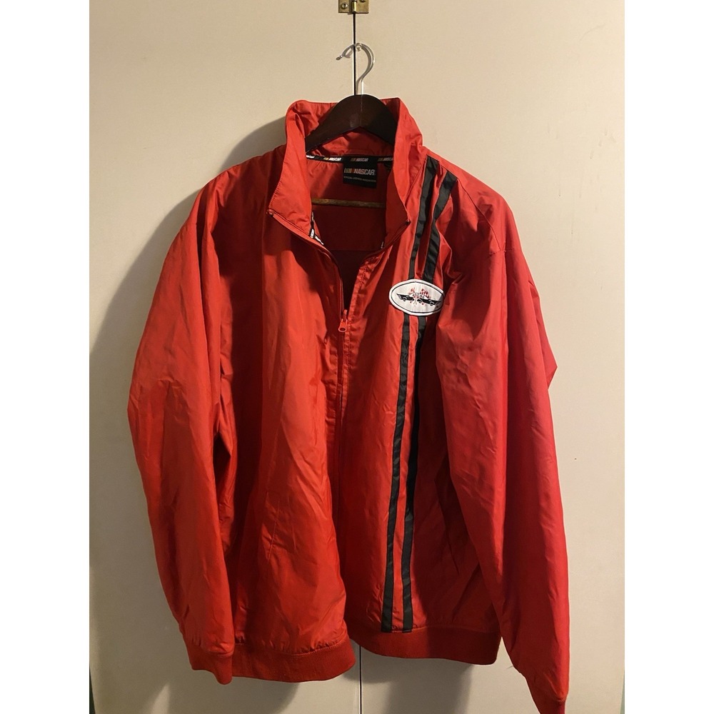 NASCAR Racing Windbreaker Jacket Men's Size XL Red Lightweight Full Zip